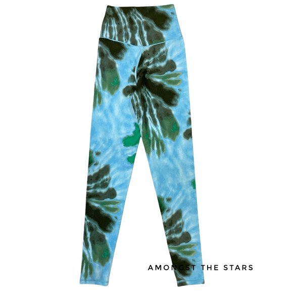 OFFLINE by Aerie High Waisted Blue Green Black Tie Dye Crossover Leggings - Picture 10 of 10